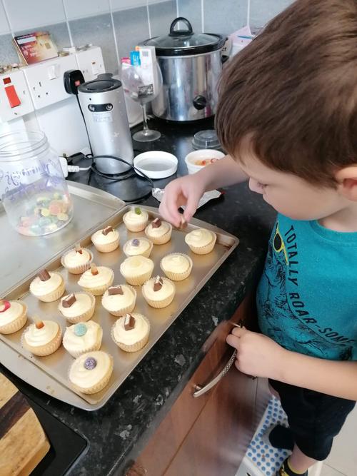 Mitchell decorated his cakes!