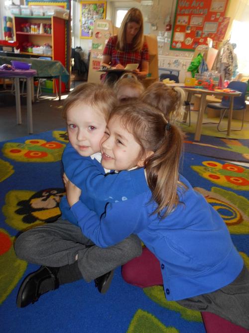 We hugged our friends for valentines