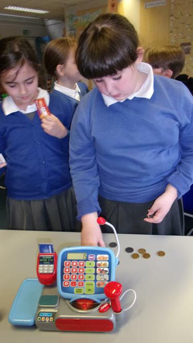 We were paying with money at the shops.