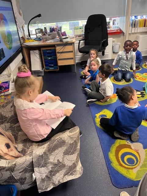 Aimee spent the day being the Teacher. 