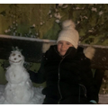 Mia built a snowman! 
