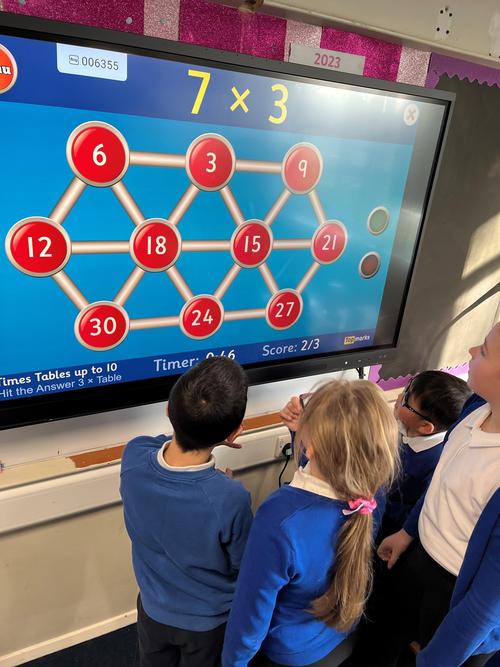 This is one of our favourites. We are practising our times tables as a team.
