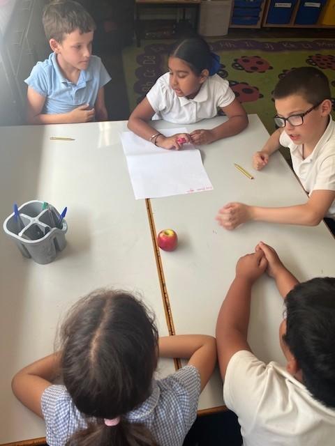 We came up with nouns that could be used for our fruits and vegetables.