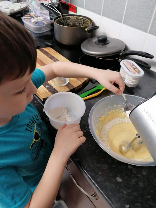 Mitchell mixed the ingredients together!