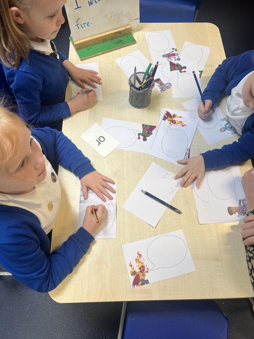 The children had a go at writing superhero captions!