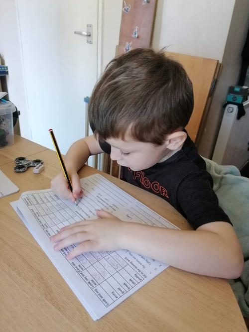 Mitchell has been working common exception words!