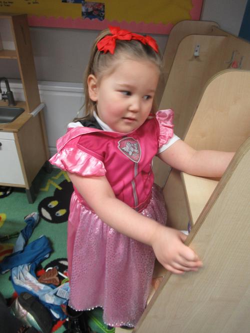 We have been trying to be independent with dressing up costumes