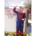 'I'm spiderman i shoot webs because that helps me swing and get in front of naughty ones'