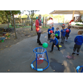 Throwing the ball in the net- gross motor activity