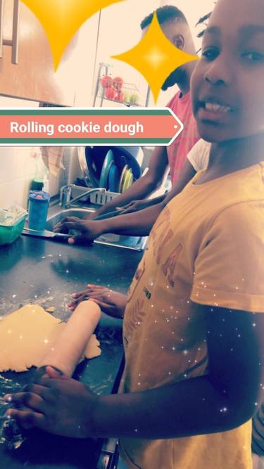Nyameso rolled out the cookie dough! 