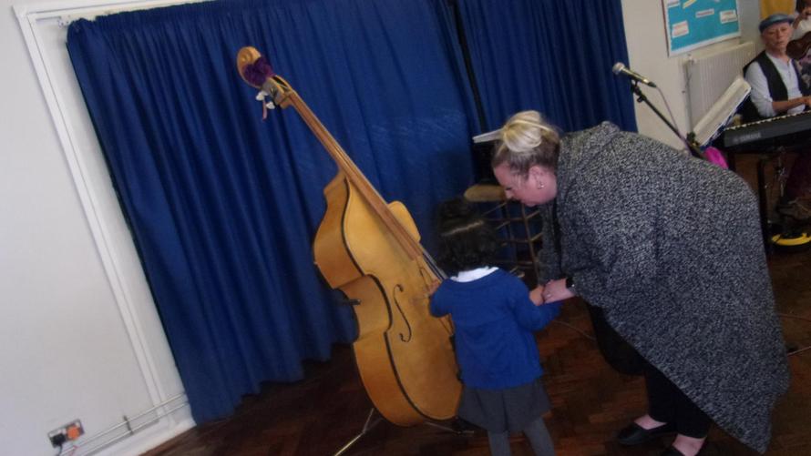 Sanaya looked at the Double Bass Instrument 