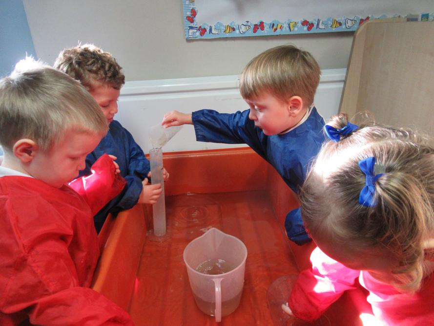 Investigating which container has a bigger capacity.