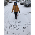 Rosie's been practising her name and numbers in the snow! 