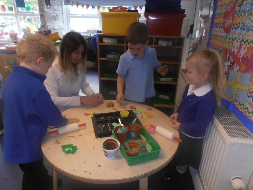 Making beanstalks with playdough and other things
