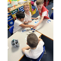 We then finger painted our drops using blue and white.