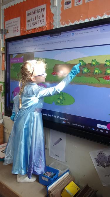 Elsa (Ruby) practising her one more/one less maths skills!