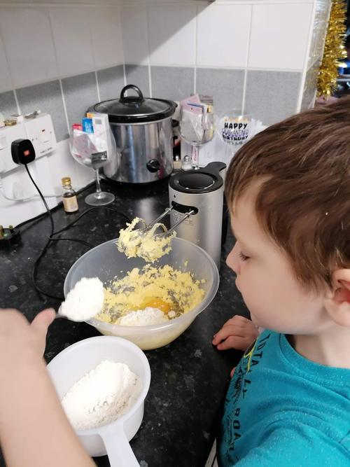 Mitchell mixed the ingredients together!