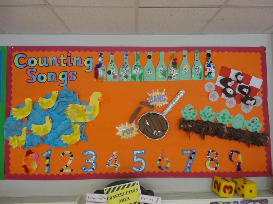 Our counting songs display in Nursery