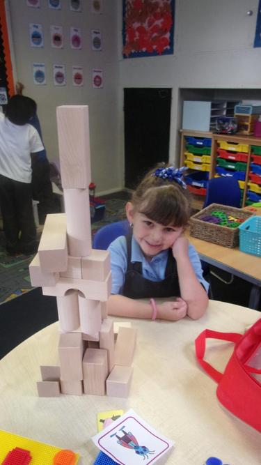 Building a tall tower Ellie-Rose! 