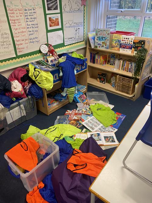 Causing chaos in the book corner!