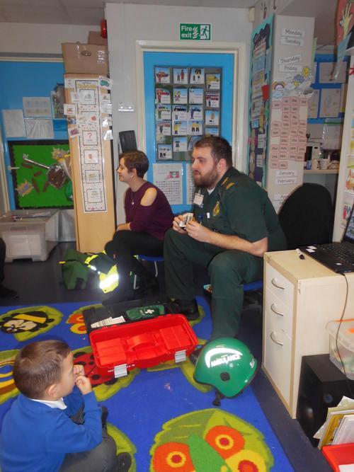 Ross showed the children his equipment