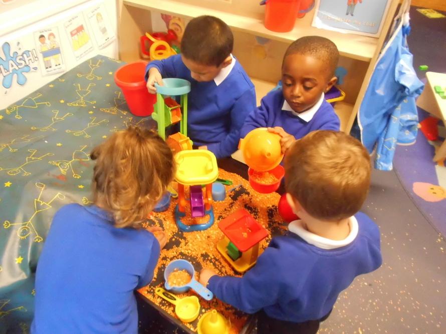 Exploring lentils and peas for sensory play
