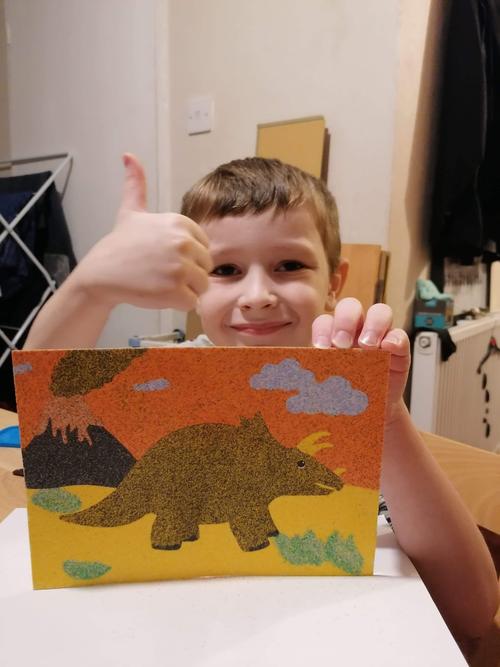 Mitchell created a beautiful sand picture!