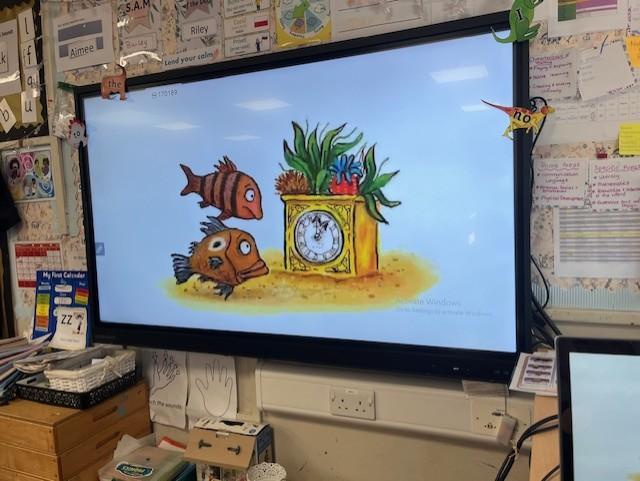 We listened to Julia Donaldson tell us her 'Tiddler' story. 