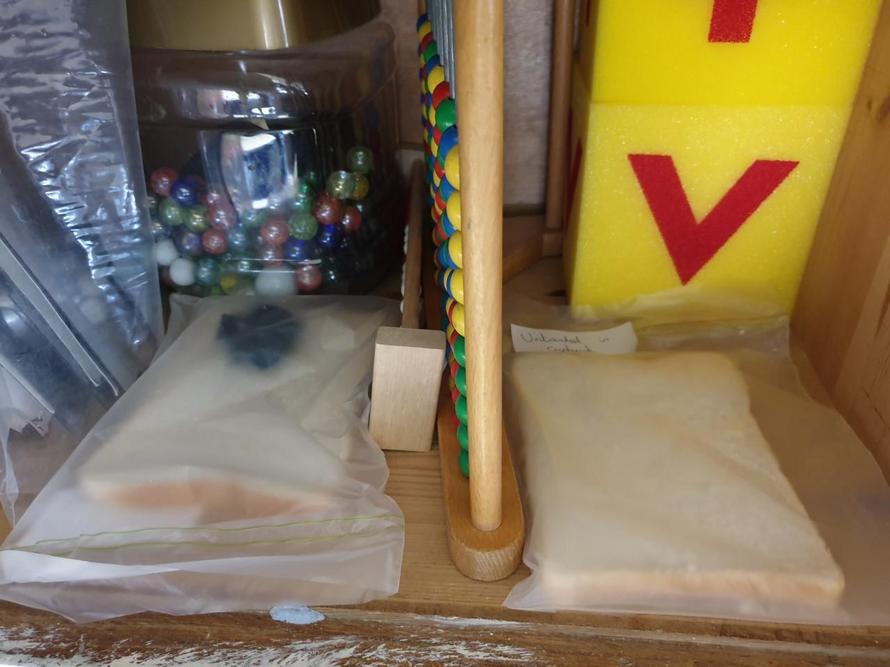 Untouched bread and damp bread in the cupboard.