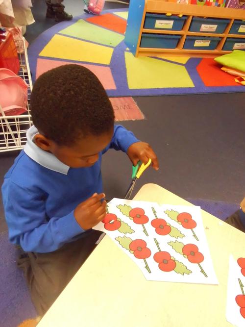 Nyametease cutting out a poppy