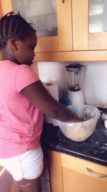 Elizabeth made sausages rolls with her siblings!