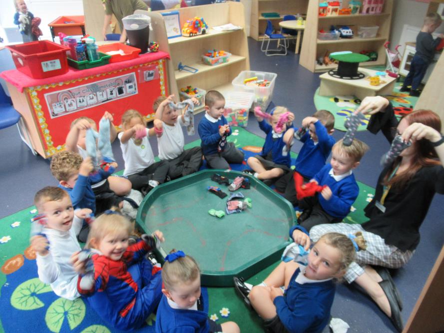 Matching patterns on socks to make pairs in Nursery