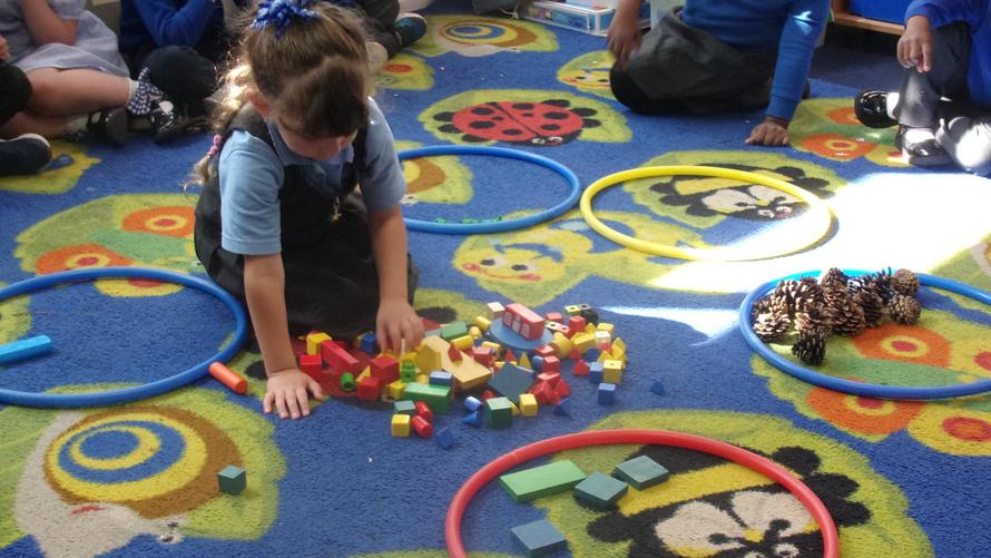 Some children sorted the toys into different colours