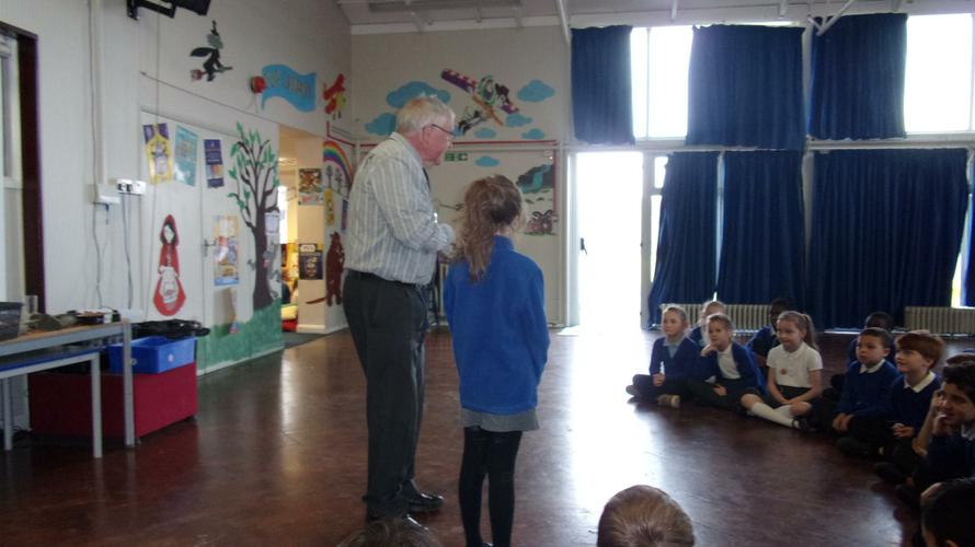 The Geologist showed us some rocks. 