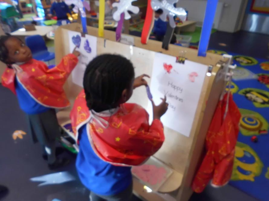 We used bubble wrap to print hearts