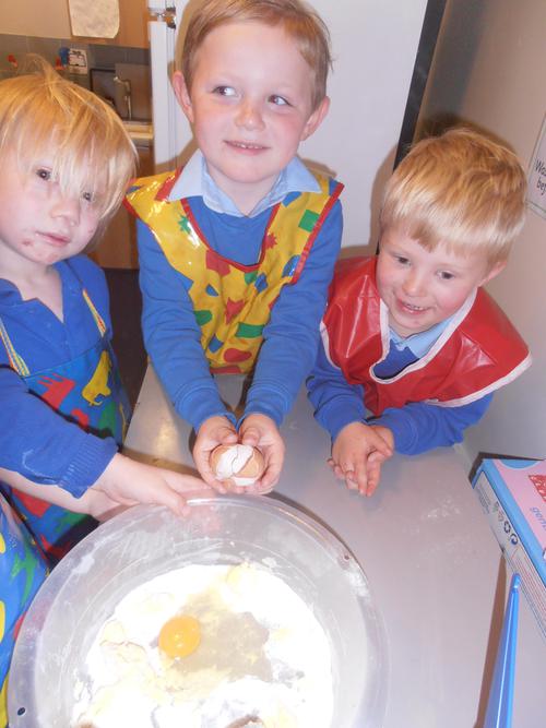 mixing the ingredients for cakes!