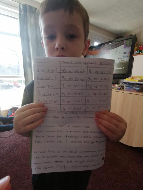 Mitchell worked hard on fractions!