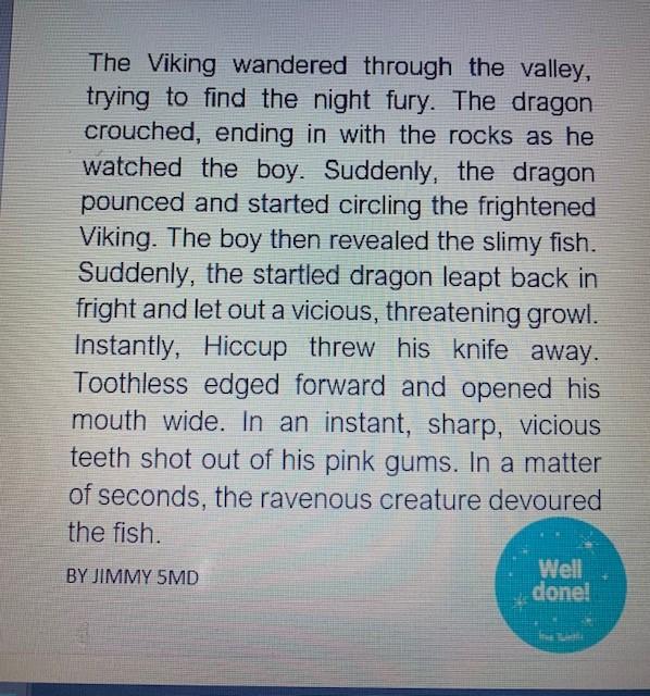 Jimmy's Writing 'How to train your dragon' 