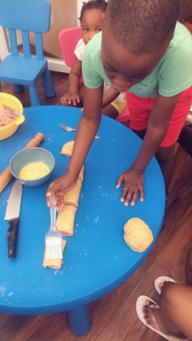 Elizabeth made sausages with her brother Nathan 4C