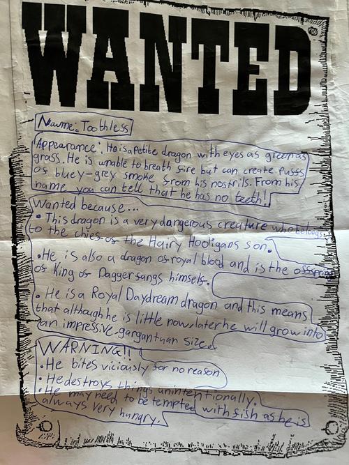 We created wanted posters for dragons!!