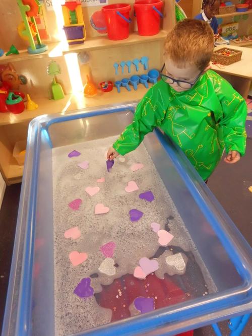 We had hearts and sparkles in the water tray!