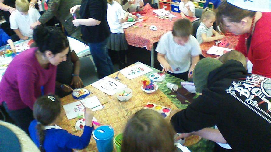 Very busy at creating at special mask