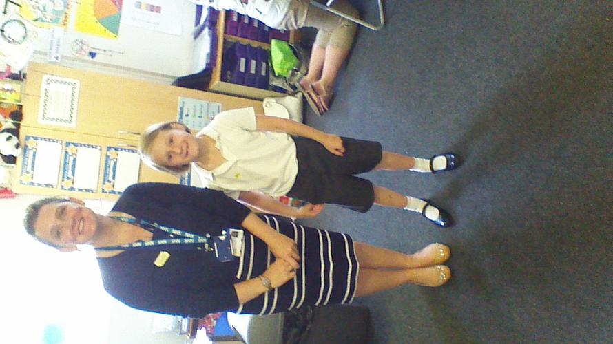 Maisie with the nurse.