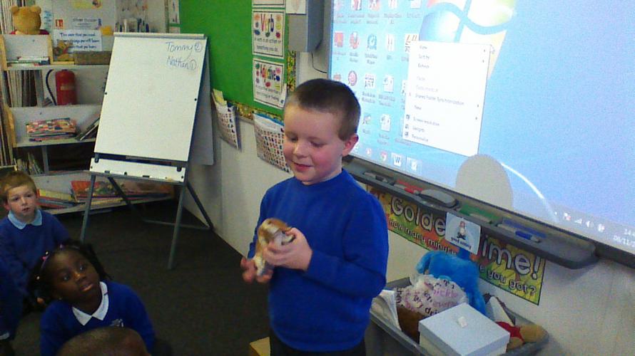 Nathan shared his Grandma's dog statue.