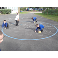 We wrote our sums with chalk on the floor.